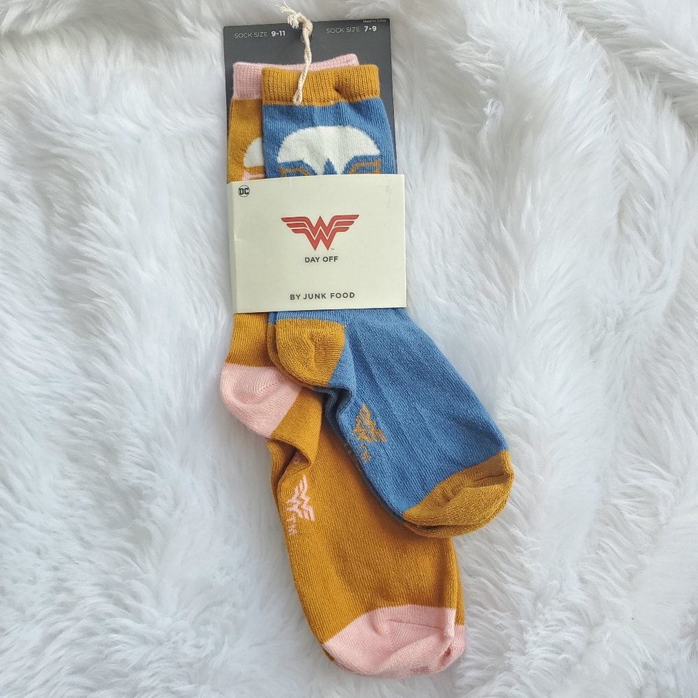 Junk Food Wonder Woman Socks - Mom & Mini Sock Set